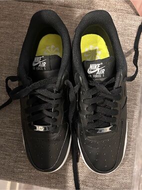 Nike Air Force 1 Women's Black Sneakers with Yellow Insoles